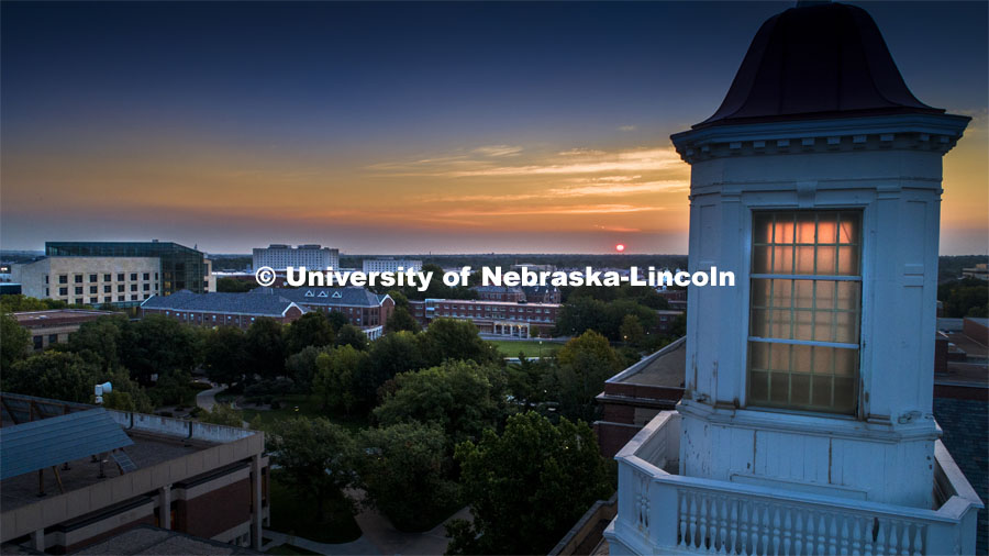 Sunrise over UNL. First day for in-person learning for the fall semester. August 24, 2020. Photo by Craig Chandler / University Communication.