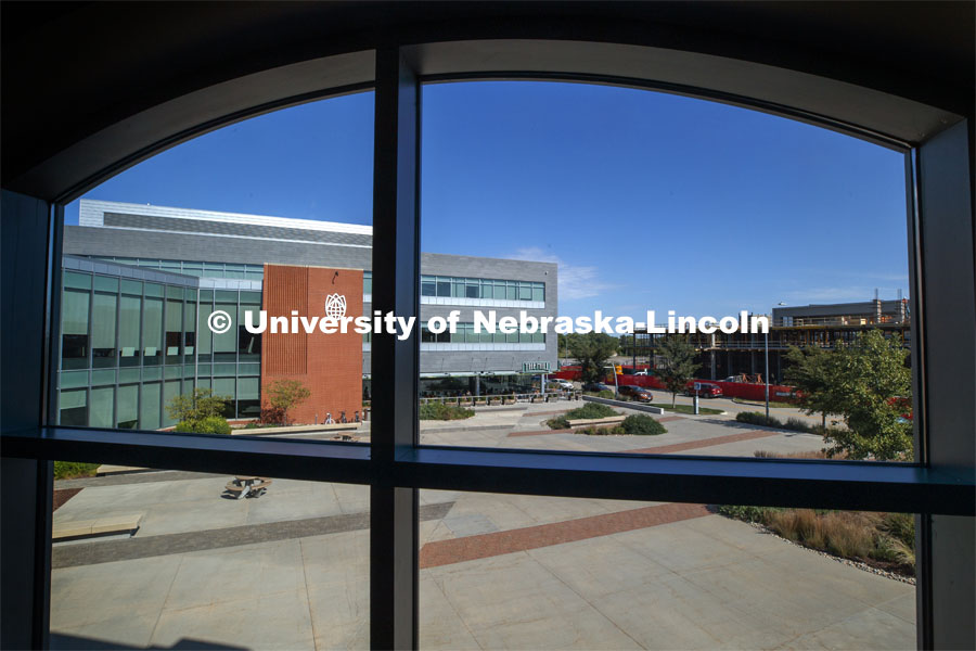 Looking out the window of Innovation Commons Conference Center at Nebraska Innovation Campus. September 4, 2020. Photo by Craig Chandler / University Communication.