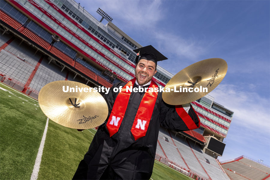 Luke Bogus for graduation feature story.  April 29, 2021. Photo by Craig Chandler / University Communication.