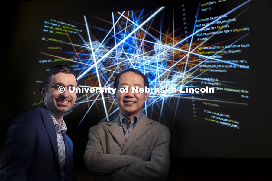 Hamid Bagheri (left) and Lisong Xu, professors in the School of Computing, are using a $750,000 grant from the National Science Foundation to develop a tool that will address one of the most significant drivers of internet congestion: buggy congestion control algorithms. October 13, 2021. Photo by Craig Chandler / University Communication.