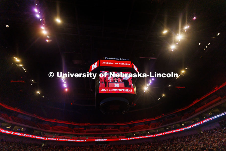 Chancellor Ronnie Green addresses the students at the Undergraduate Commencement at Pinnacle Bank Arena. December 18, 2021. Photo by Craig Chandler / University Communication.