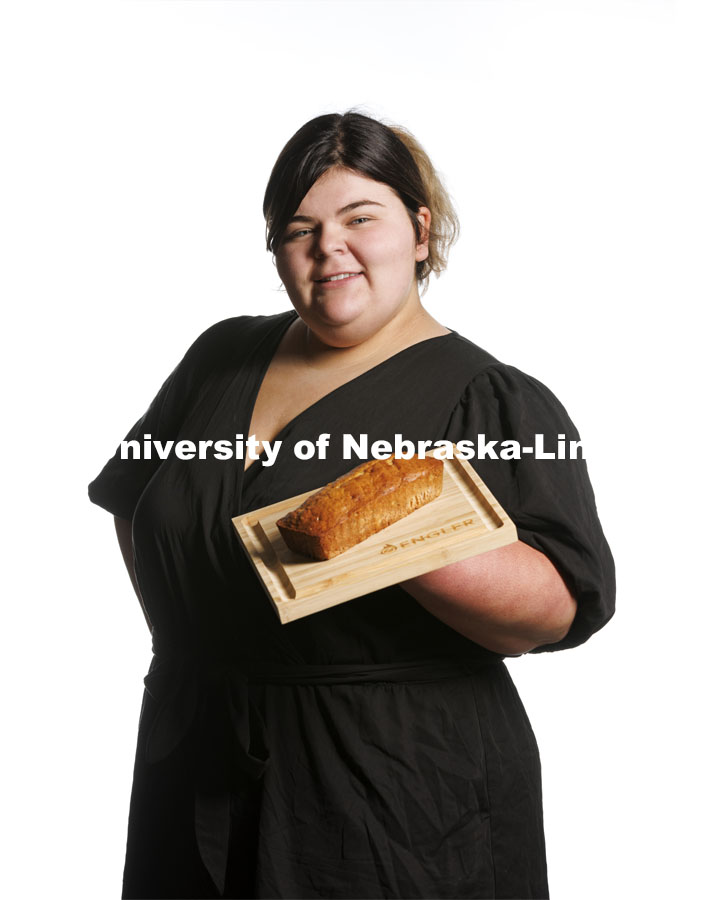 Isabella Jacobsen, an animal science major who will attend Nebraska Law in the fall, started her own baking business and is part of the Engler Agribusiness Entrepreneurship program. May 5, 2022. Photo by Craig Chandler / University Communication.