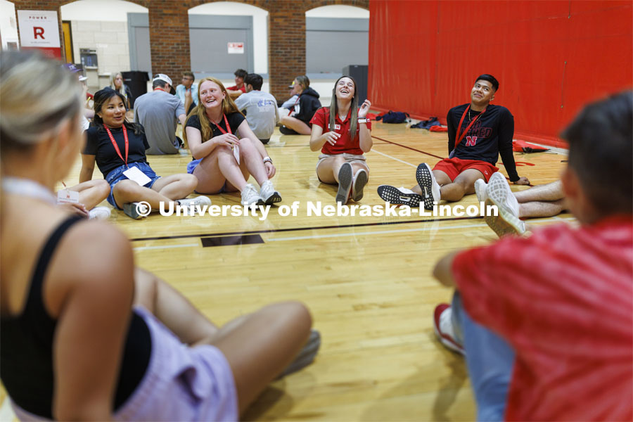 New students playing games in the Coliseum. New student enrollment orientation and campus tours. June 28, 2022. Photo by Craig Chandler / University Communication.