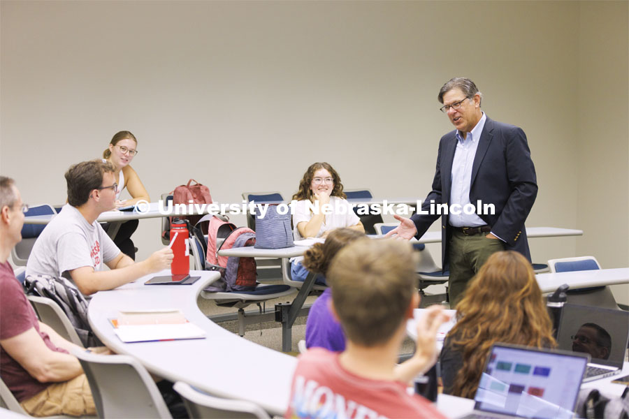 Will Thomas teaches his HIST 341 course. History classes for department and NU Foundation. August 30, 2022. Photo by Craig Chandler / University Communication.