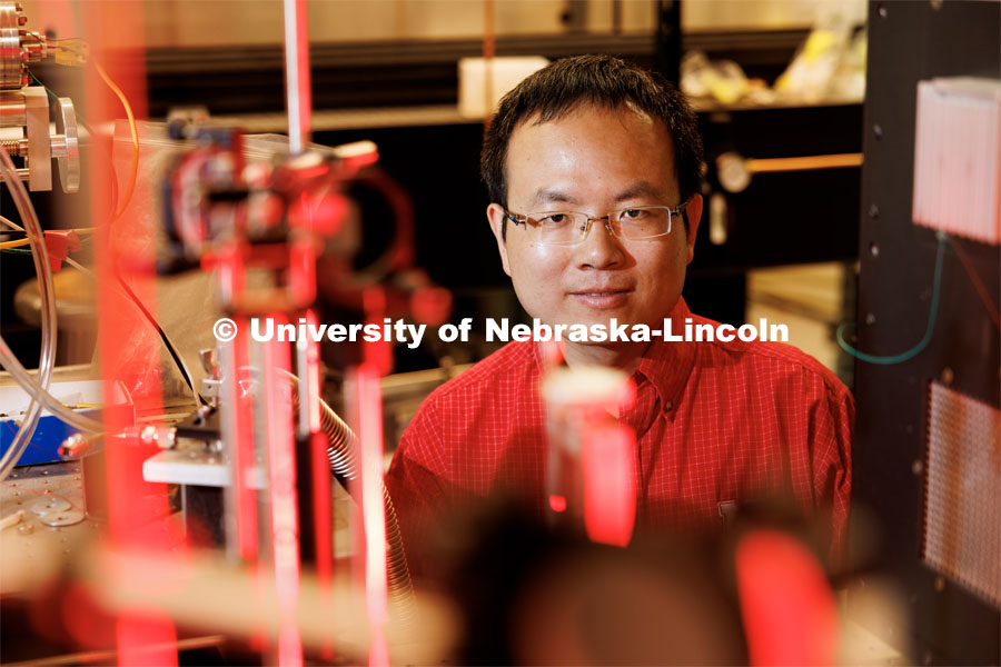 Bai Cui is one of the mechanical and materials engineering researchers at UNL who have been awarded three-year, $600,000 grants from the Defense Established Program to Stimulate Competitive Research (DEPSCoR). June 27, 2023. Photo by Craig Chandler / University Communication.