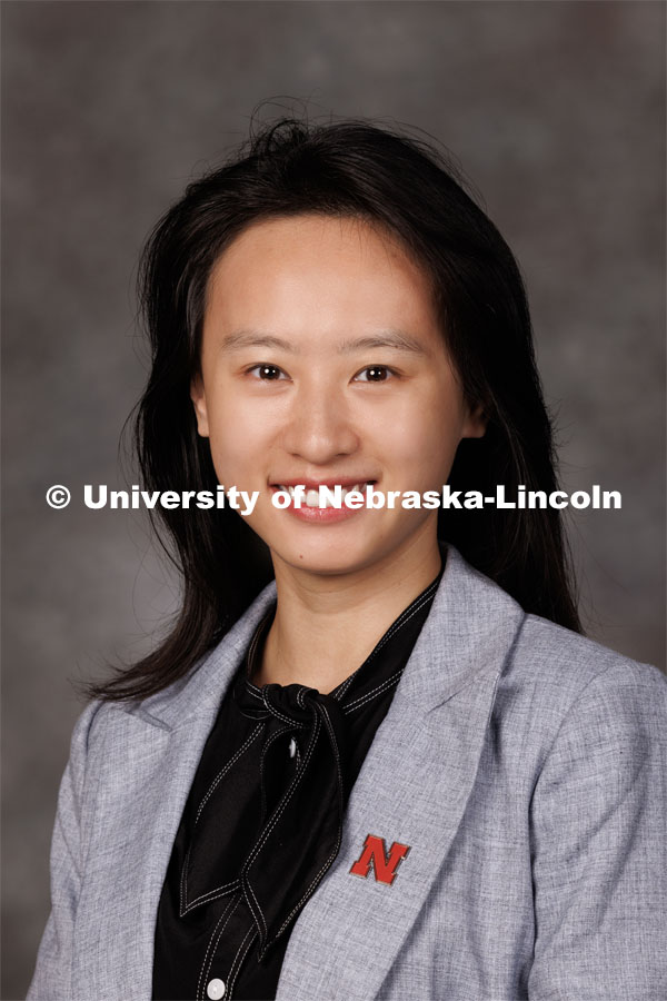 Studio portrait of Xiangjing Chen, Assistant Professor in Supply Chain Management and Analytics. 2023 New Faculty Orientation. August 16, 2023. Photo by Craig Chandler / University Communication.