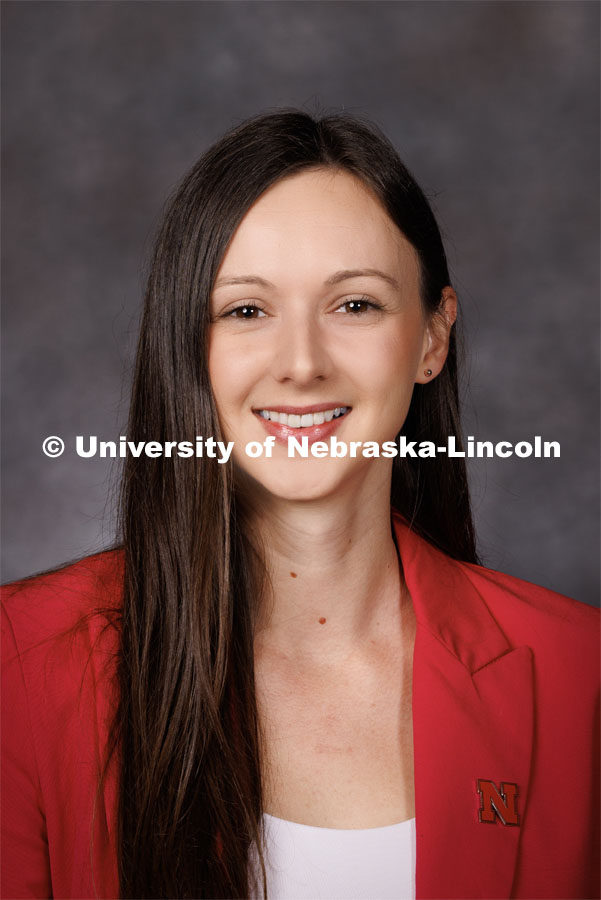 Studio portrait of Marusa Jonas, Extension Assistant, Nutrition and Health Sciences, Nebraska Extension. 2023 New Faculty Orientation. August 16, 2023. Photo by Craig Chandler / University Communication.