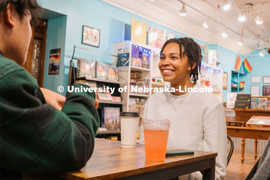 Mana Games is a gaming cafe in the Haymarket's historic Creamery building where you can grab a quick bite and a cup of coffee while you connect with other gamers. For About Lincoln website. December 12, 2023. Photo by Matthew Strasburger / University Communication.