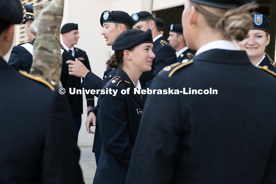 250417_ROTC_Review_01.jpg ROTC students gather outside Cook Pavillion before the Chancellor’s review. Joint Service Chancell