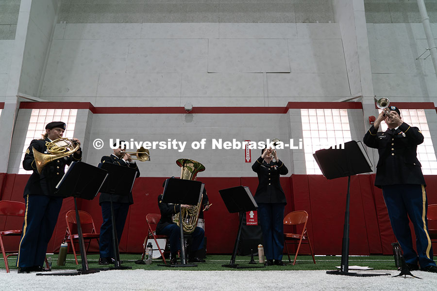 250417_ROTC_Review_13.jpg A brass band plays at the ROTC Review. Joint Service Chancellor’s Review of the ROTC Cadets in Coo