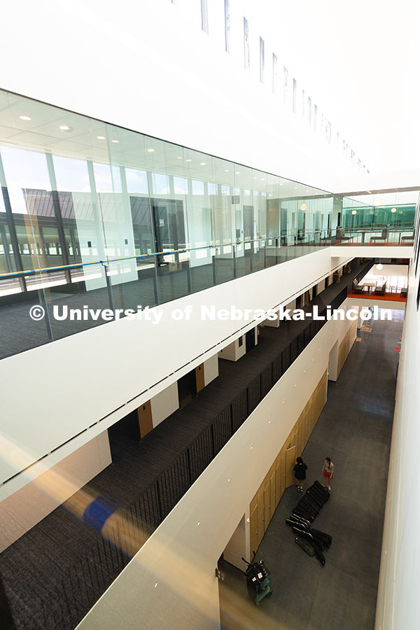 Plate glass walls on the third floor allows plenty of natural light to reach faculty and staff offic
