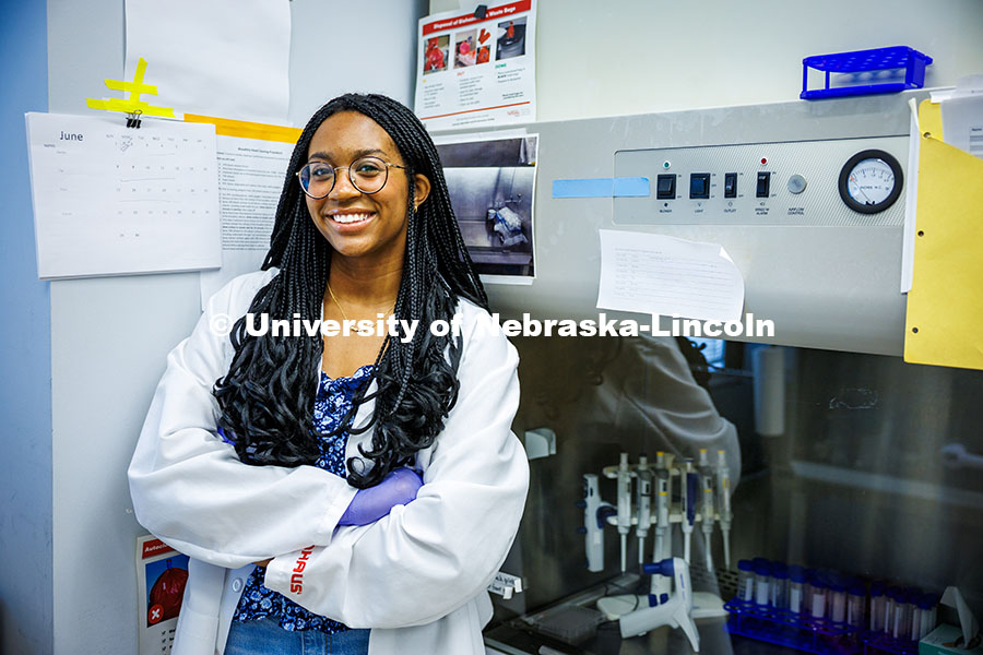 250624_Laila_Doyle_087.jpg Laila Doyle, a senior Nutritional Science and Dietetics major, poses for a photo in Leverton Hall. D