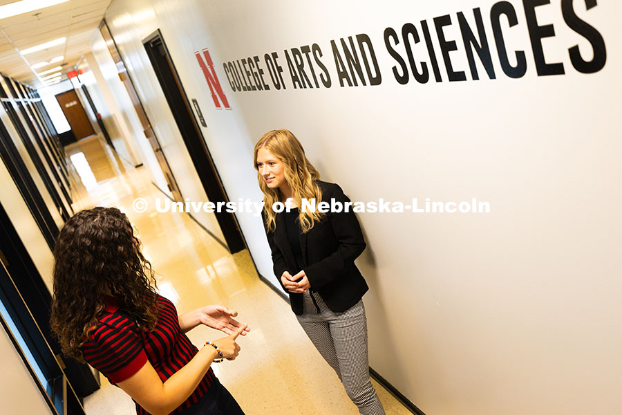 250624_Navigators_0930.jpg Stephanie Cerrato-Rodriguez speaks with Rose Zaske, a junior studying advertising and public relatio