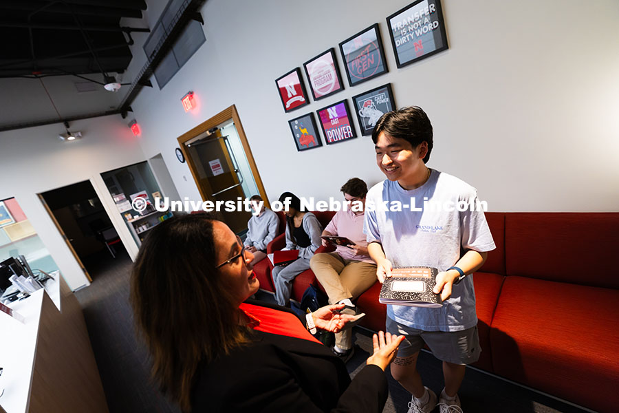 250625_CAST_Team_1578.jpg Mari Beck welcomes Jimmy Truong to the Center for Academic Success and Transition. Beck is an academ