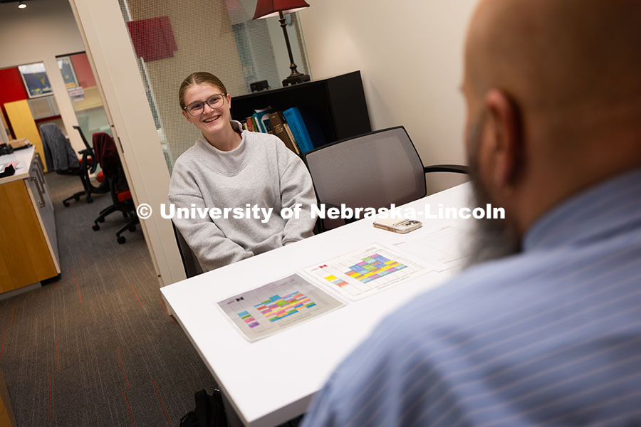 250625_CAST_Team_1700.jpg Joel Cardenas, an academic success coach in the Center for Academic Success and Transition, meets wi