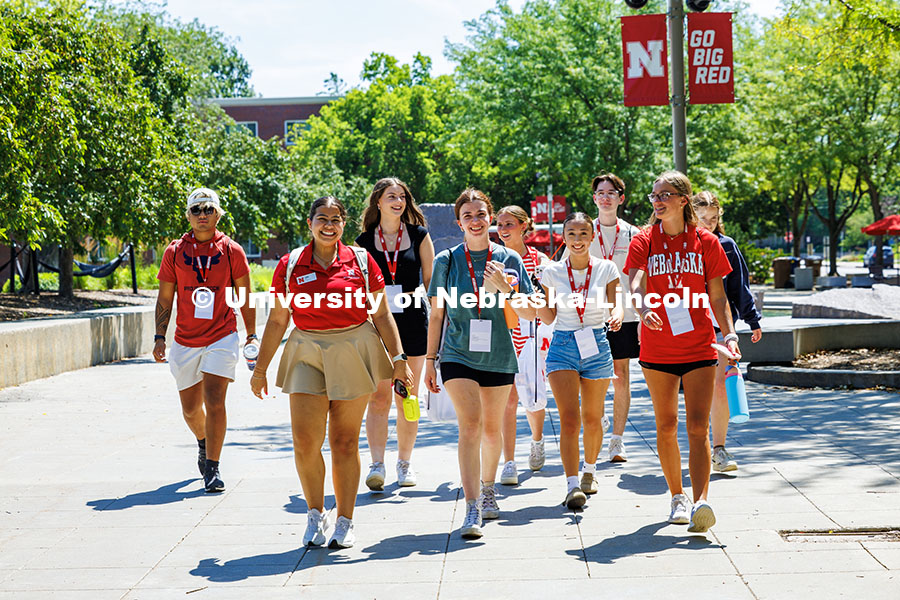 250625_NSE_048.jpg An NSE group, led by senior, Jenny Castor, walk from Selleck to their next destination outside City