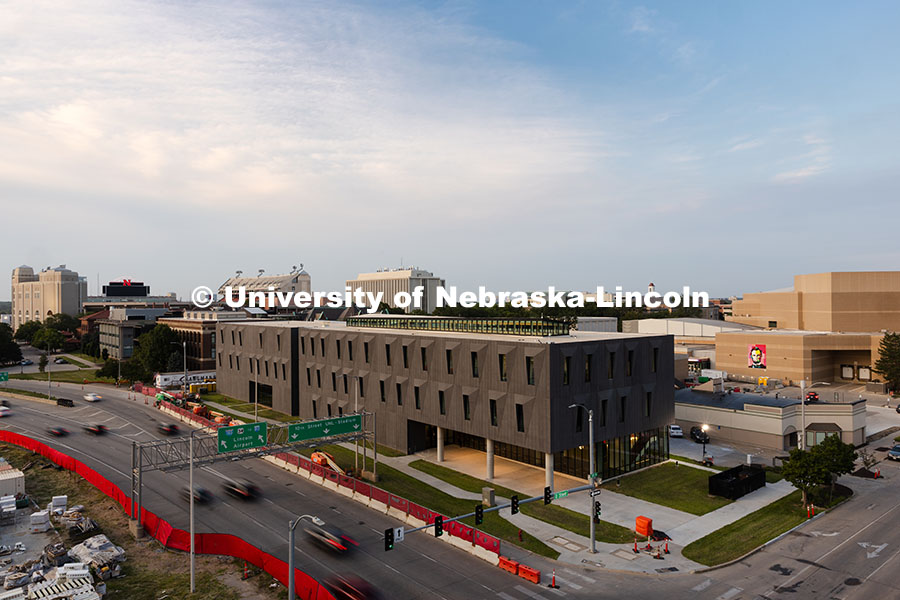 Exterior view of the newly constructed Fine and Performing Arts building, new home of the Glenn Korf