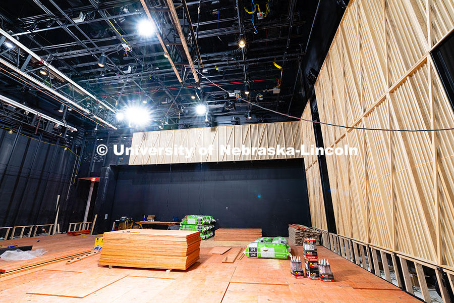 250716_FPA_2857.jpg Wood and fabric panels line the walls of what will be an interactive performance space in the new wi