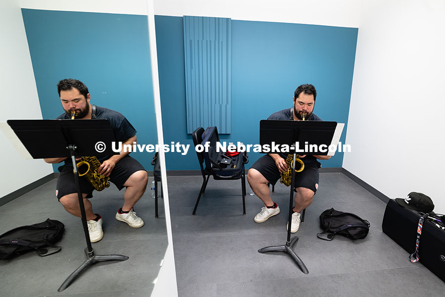 250716_FPA_3002.jpg James Lawhn, a third-year doctoral student in saxophone performance and teaching assistant, plays al