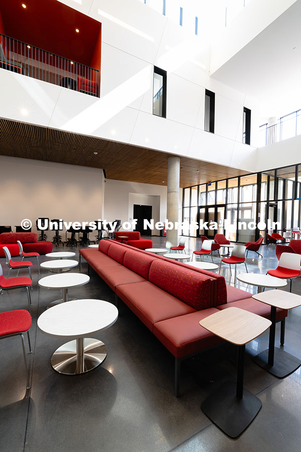 The lobby (commons area) in the new Fine and Performing Arts Building, new home of the Glenn Korff S