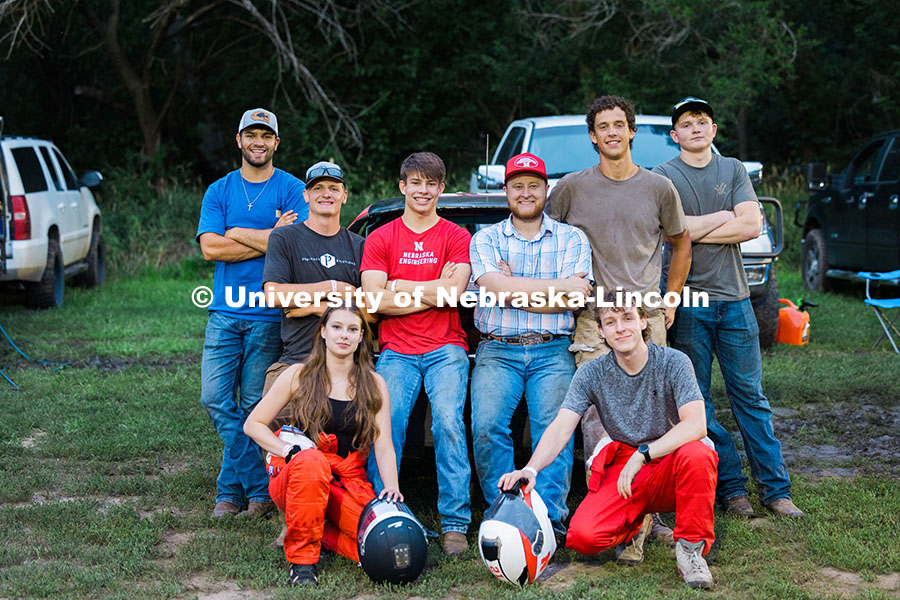 250717_Engineering_8302.jpg UNL Figure 8 Racing members pose before the Figure 8 race at the Saline County Fair in Crete, Nebras