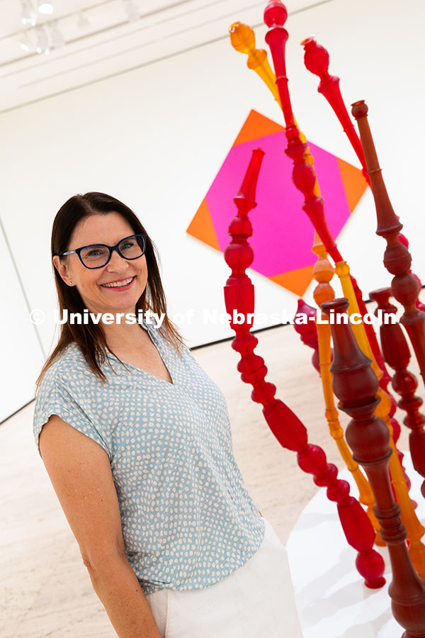 250729_Sheldon_3218.jpg Portrait in the Sheldon Museum of Art of Frauke Hachtmann, Professor of Advertising and Public Relat