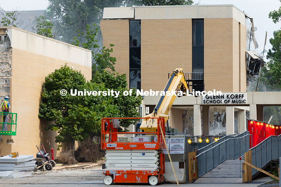 250805_Westbrook_3241.jpg Pieces of the Westbrook Music Building are knocked down during demolition as workers remove the bric