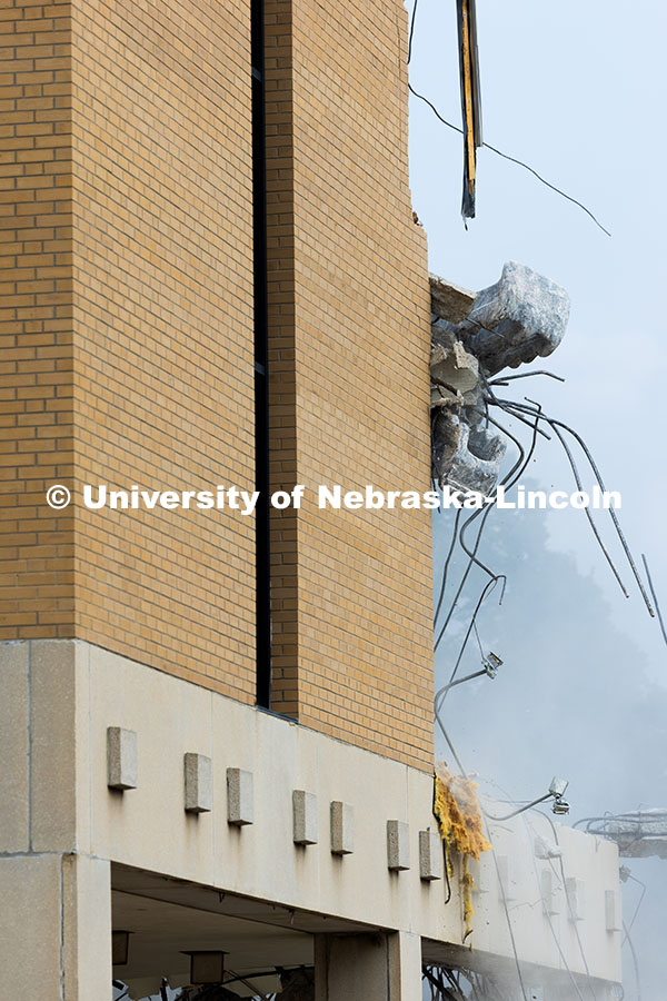 250805_Westbrook_3246.jpg Heavy equipment pulls down concrete, brick and rebar during the demolition of Westbrook Music Buildi