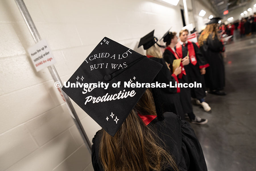 250816_Commencement_3595.jpg Danyka Gulvan decorated her cap with the words "I cried a lot but I was so productive." Gulran recei