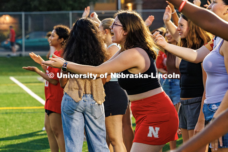 250821_Playfair_159.jpg UNL student holds out her hands as the DJ tosses her his car keys during Playfair. More than a thous