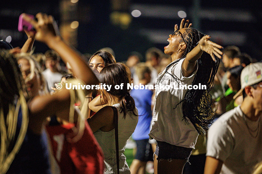 250821_Playfair_793.jpg Students hype each other up while they interview each other during Playfair. More than a thousand st