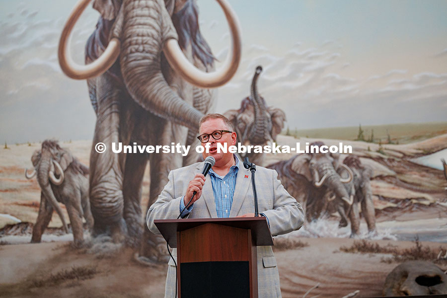250821_Zeleny_Farewell_433.jpg Mike Zeleny gives a speech during his farewell reception in Morrill Hall. August 21, 2025.