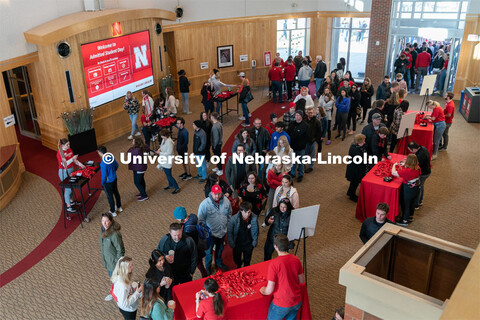 Students check in at the Van Brunt Visitor’s Center and pick up free swag. Admitted Student Day is