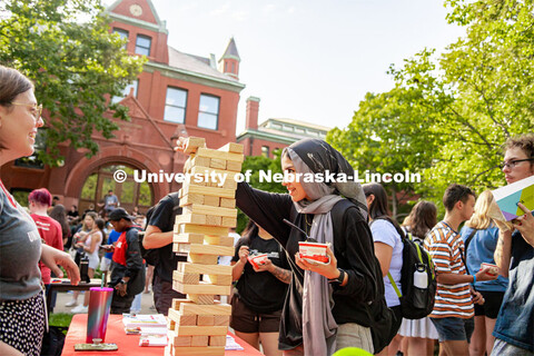Students enjoy some Dairy Store ice cream at the College of Architecture Ice Cream Social outside of