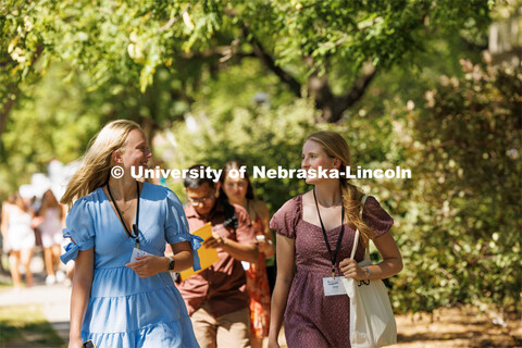 Students go between events during the Sorority Recruitment Philanthropy Round. August 16, 2023. 