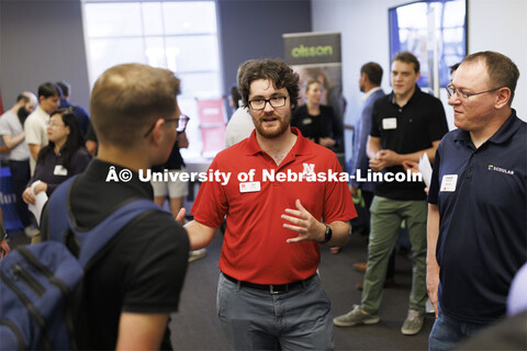 Raikes Design Studio held a job fair in the Gaughan Center where students meet the clients in a job 