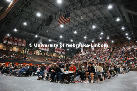 Admitted Student Day pep rally in the Coliseum. Admitted Student Day is UNL’s in-person, on-campus