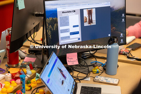 A computer monitor shows an example of a Raikes School Design Studio team's AI program for Nebraska-