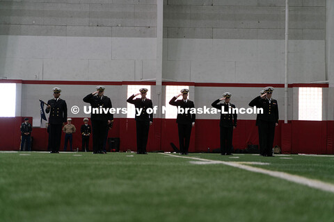 Cadets salute Chancellor Rodney D. Bennett. Joint Service Chancellor’s Review of the ROTC Cadets i