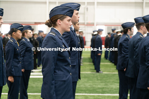 Maggie Gochenour stands at attention during the Chancellor's review. Joint Service Chancellor’s Re