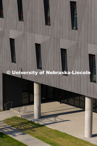Exterior view of the new Fine and Performing Arts building, home of the Glenn Korff School of Music.