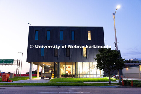 Exterior view of the new Fine and Performing Arts building, home of the Glenn Korff School of Music 