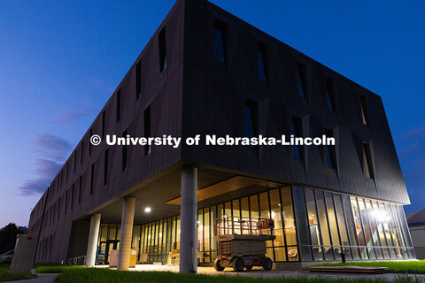 Exterior view of the new Fine and Performing Arts building, home of the Glenn Korff School of Music 