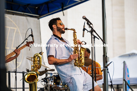 Sam Greenfield, a New York based saxophonist, performs on stage for the last day of Jazz in June for