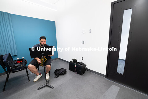 James Lawhn, a third-year doctoral student in saxophone performance and teaching assistant, plays al