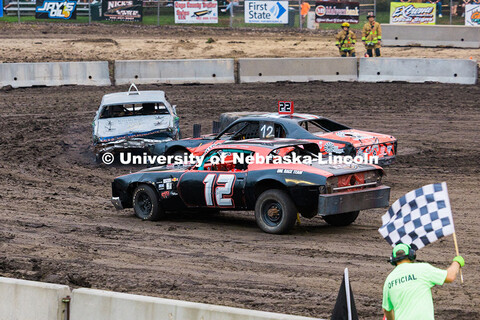 Anna Hadan drives the number 12 UNL Figure 8 racecar during the Saline County Fair in Crete, Nebrask