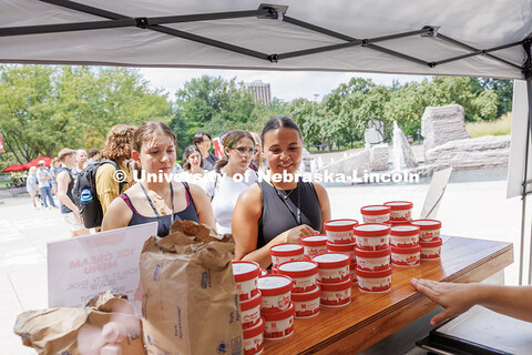 Jayden Conklin (right) picks out ice cream at the Union Plaza during Big Red Welcome Week. August 18