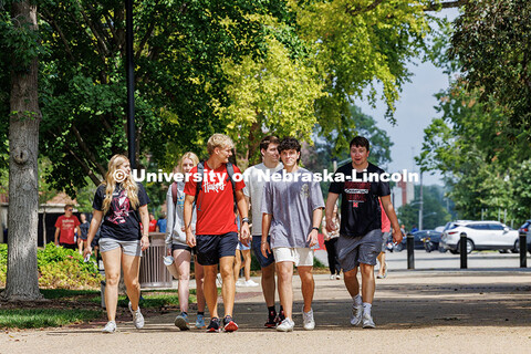 Groups of students tour campus during Big Red Welcome Week. August 19, 2025. 