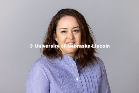 Studio portrait of Rachel Stuckey, Assistant Professor of Practice in Graphic Design at the Hixon-Li