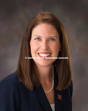 Studio portrait of Shelley Zaborowski, Executive Director of the Nebraska Alumni Association, August
